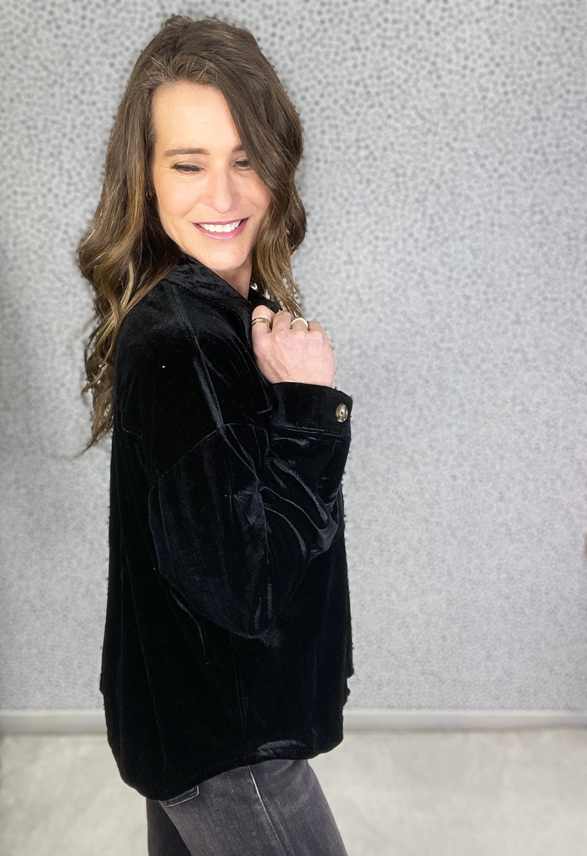Top Hat Oversized Velvet Top In Black *Final Sale*