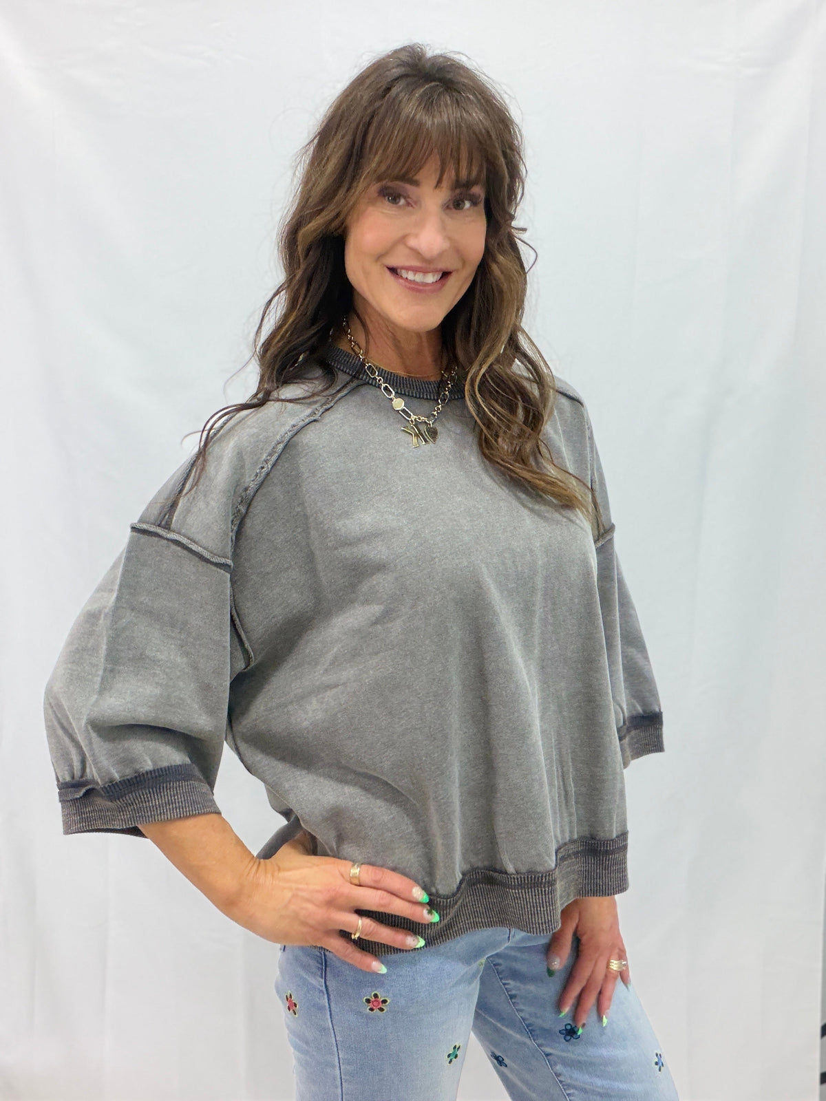 Washed Terry Pullover In 2 Colors