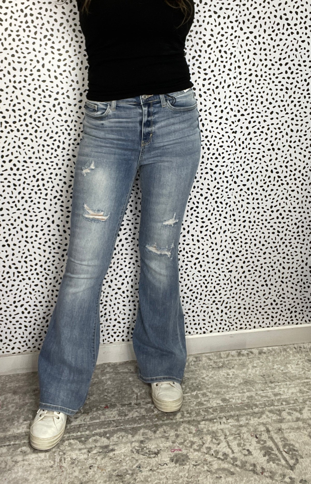 Judy Blue High Rise Distressed Jasper Flare 377 *Final Sale*