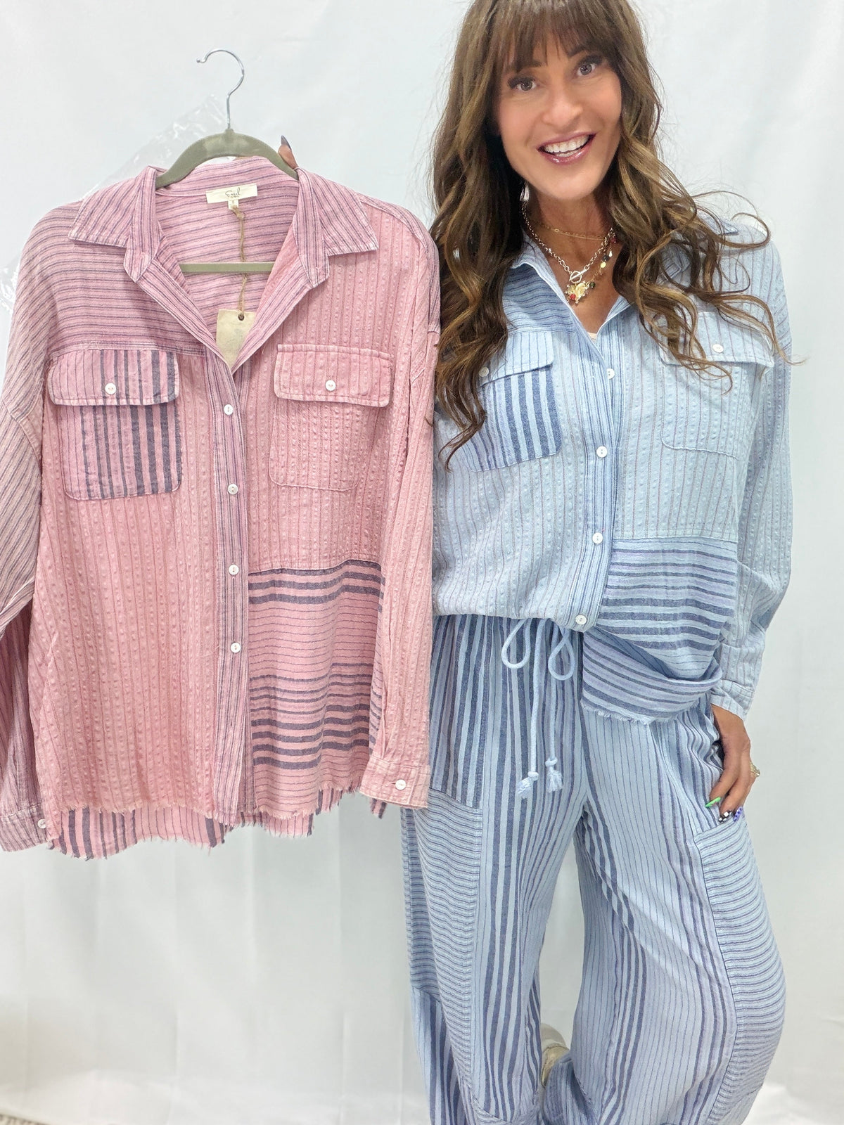 Slay Your Way Button Down Cotton Top In 2 Colors