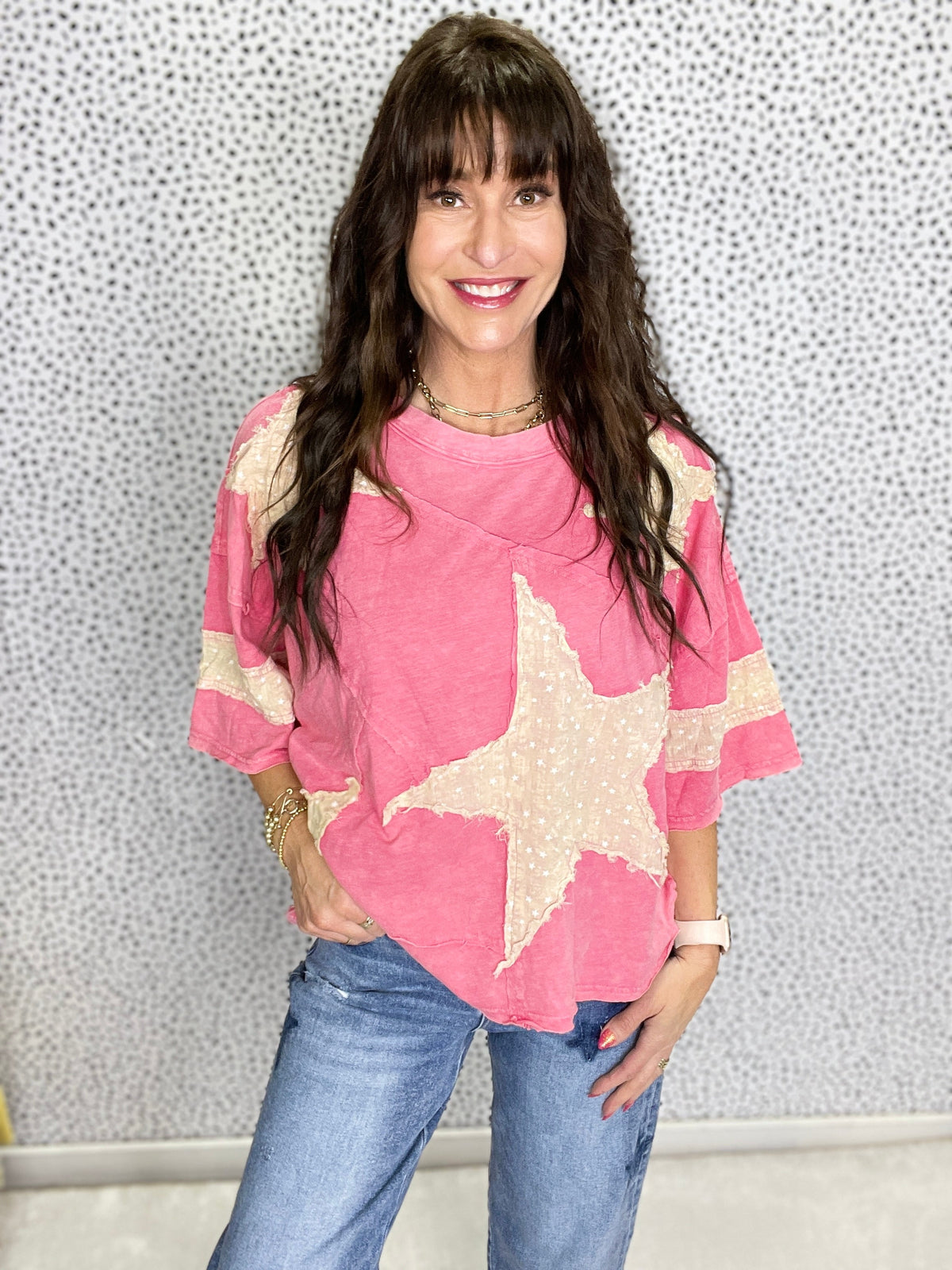 Oli & Hali Close To Heaven Star Patch Top In 3 Colors