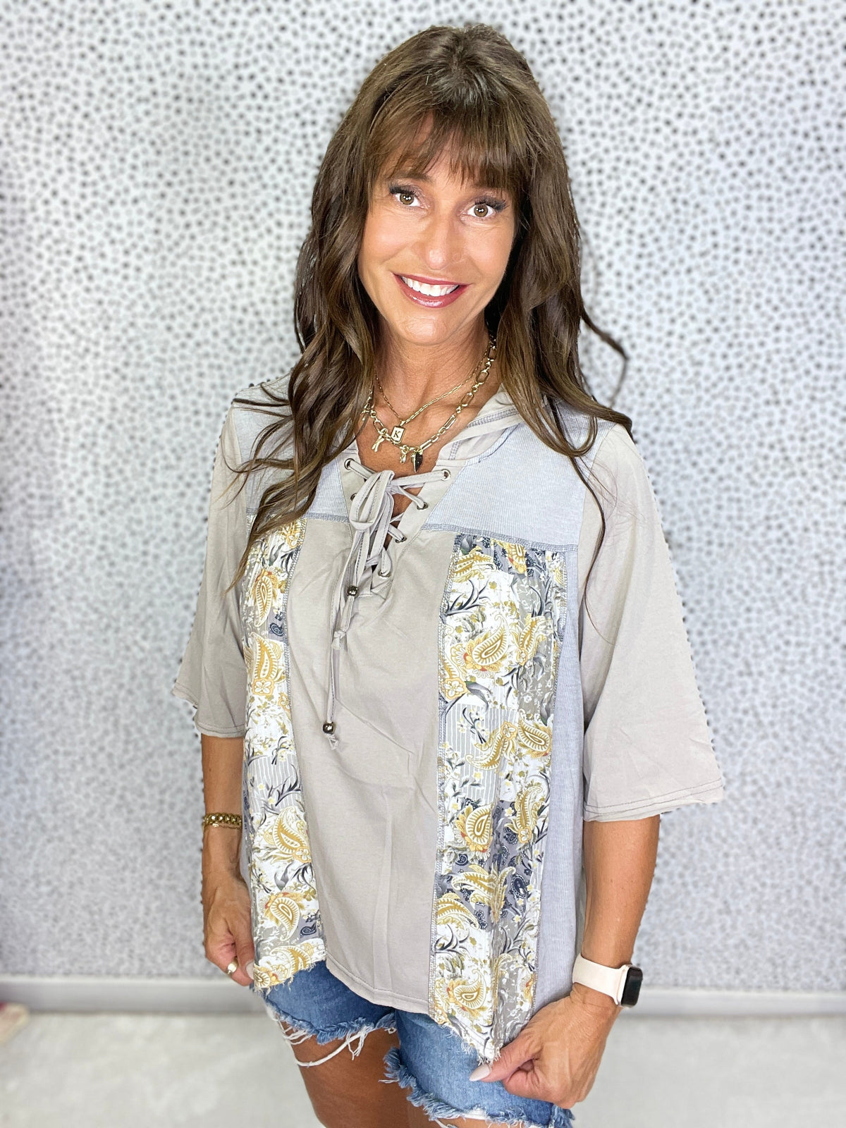 Pol Lace-Up Breeze V-Neck Top in 2 Colors