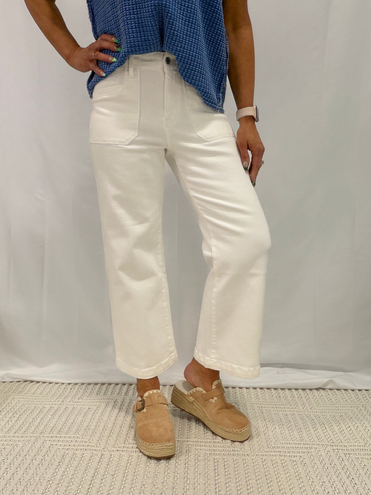 Mica Super High Wide Cropped Utility Jeans 539 In Milk *Final Sale*