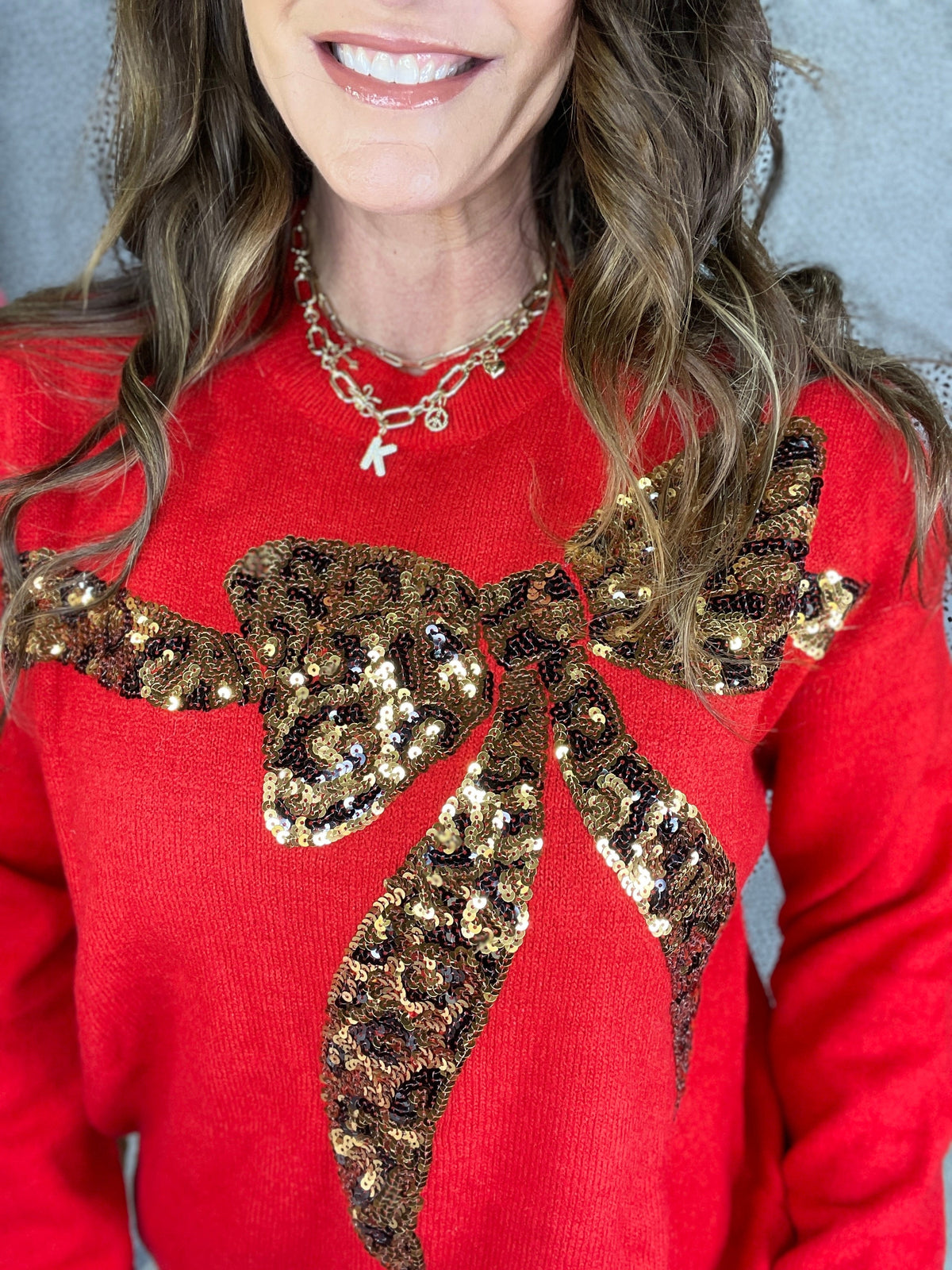 Put A Bow On It Animal Print Sequin Bow Sweater In 3 Colors