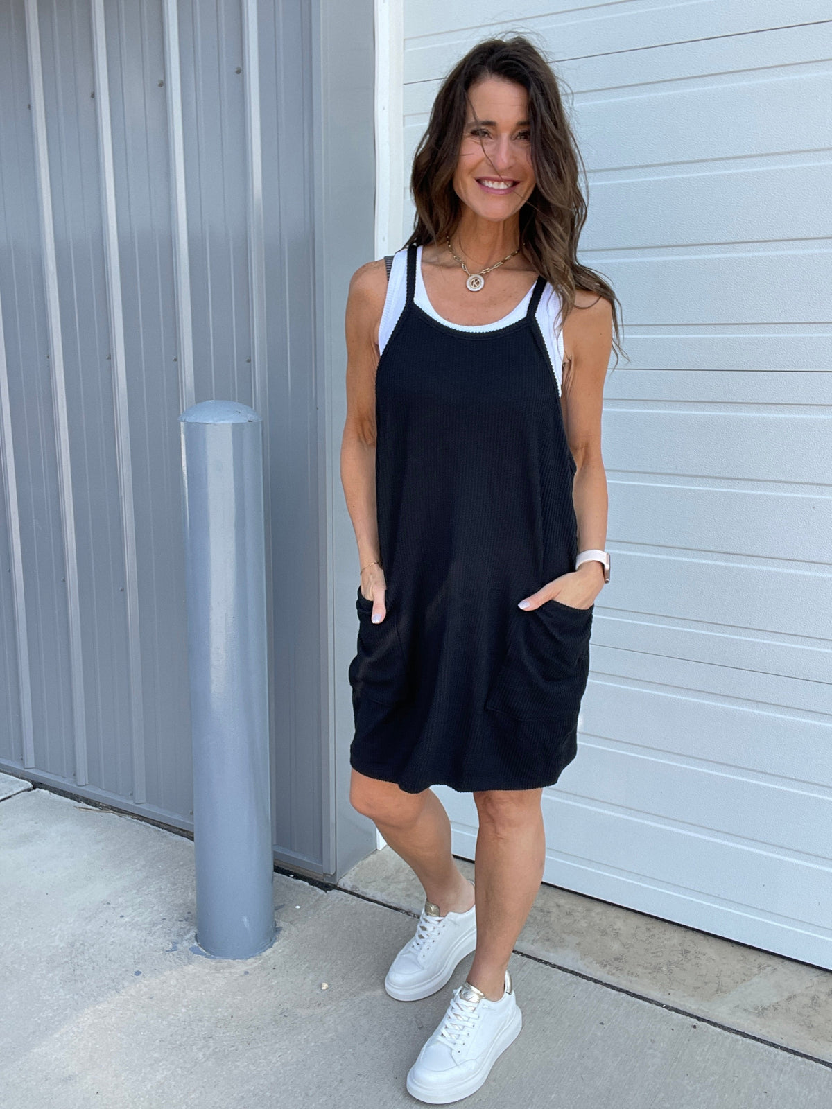 Blossom And Blooming Ribbed Tank Pocket Dress In 4 Colors: Royal, Black, Green, Wine *Final Sale*
