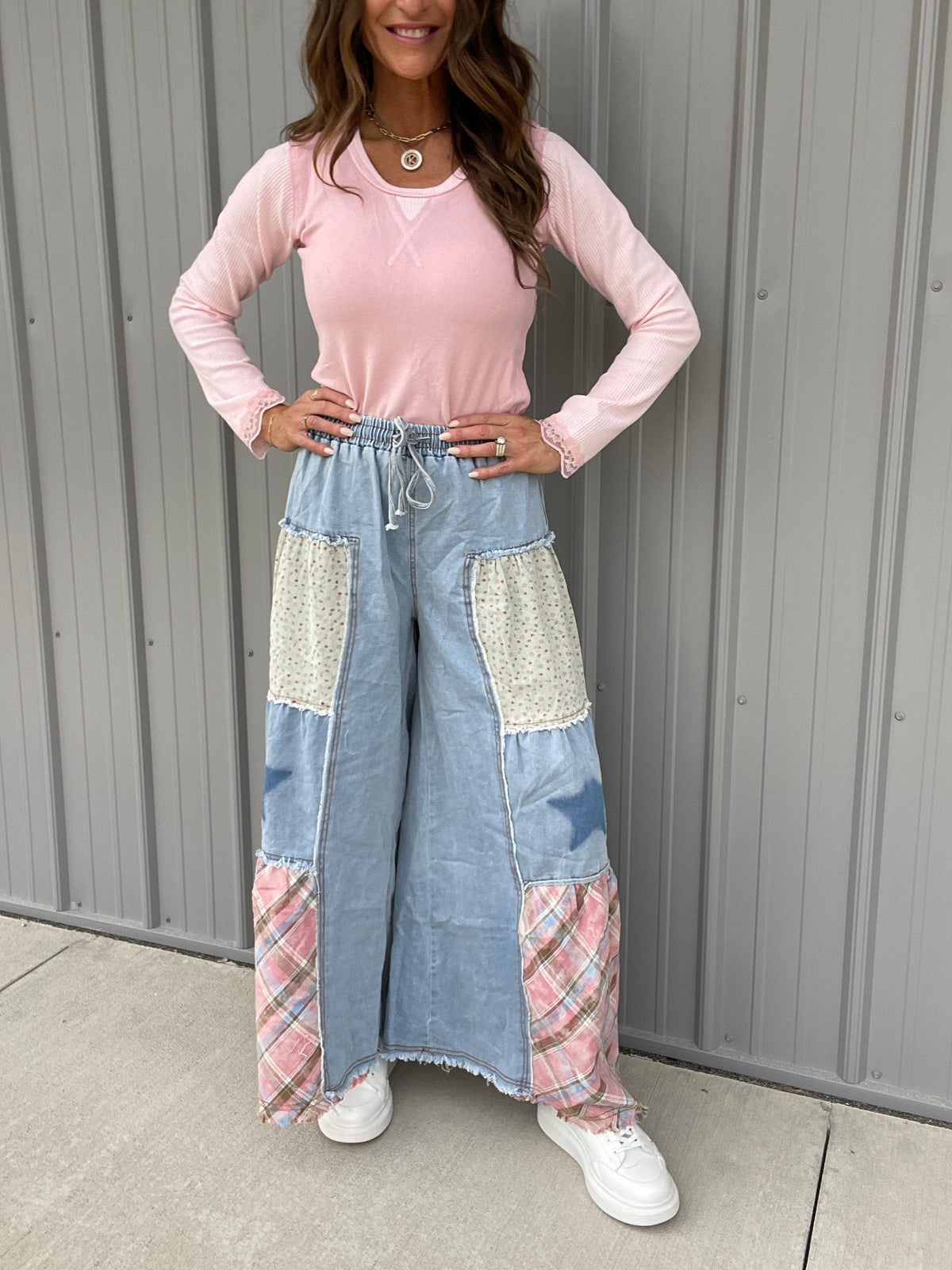POL Patchwork Stardust Wide Leg Pants In 4 Colors