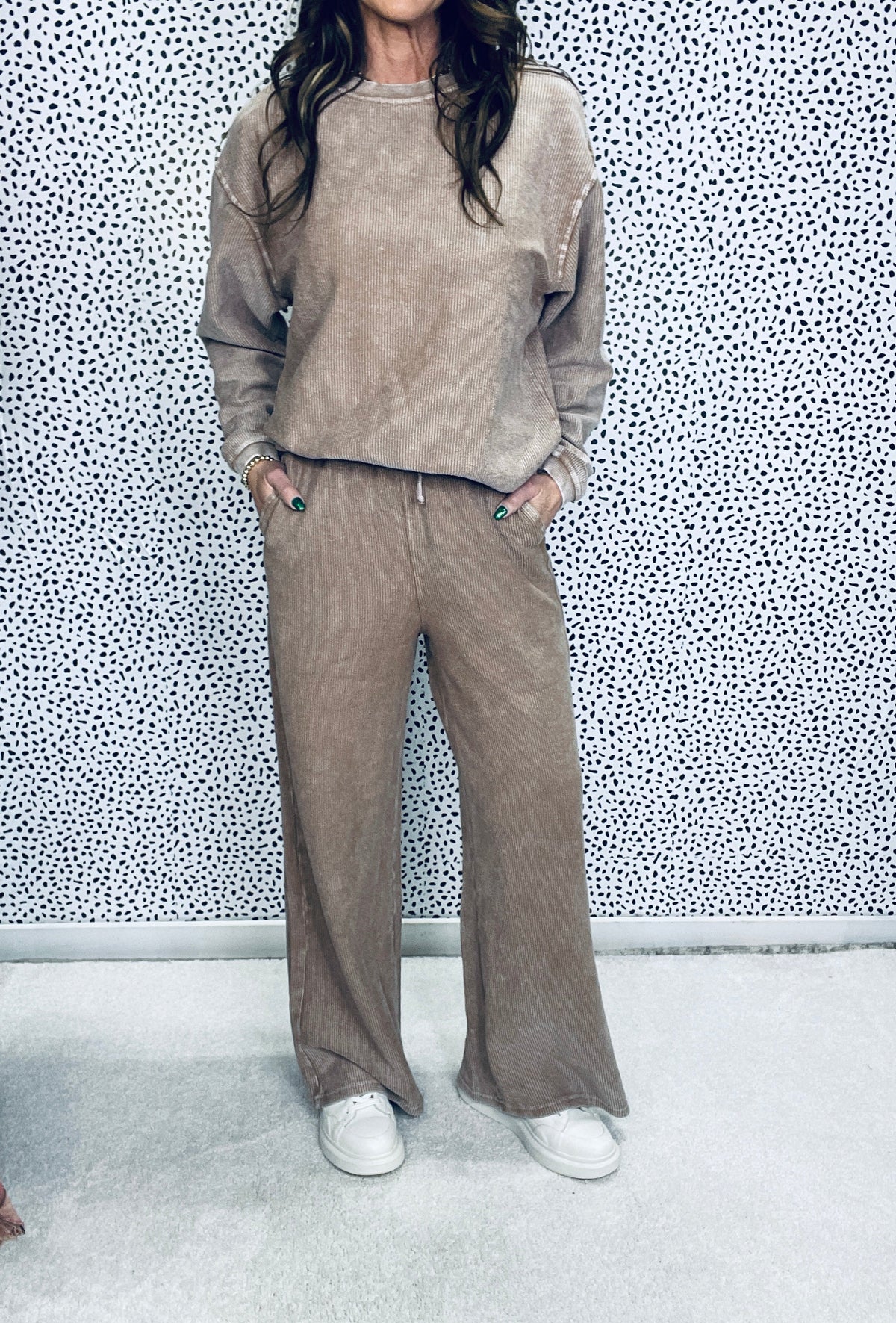 Snow Washed Corded Straight Leg Pants In 3 Colors