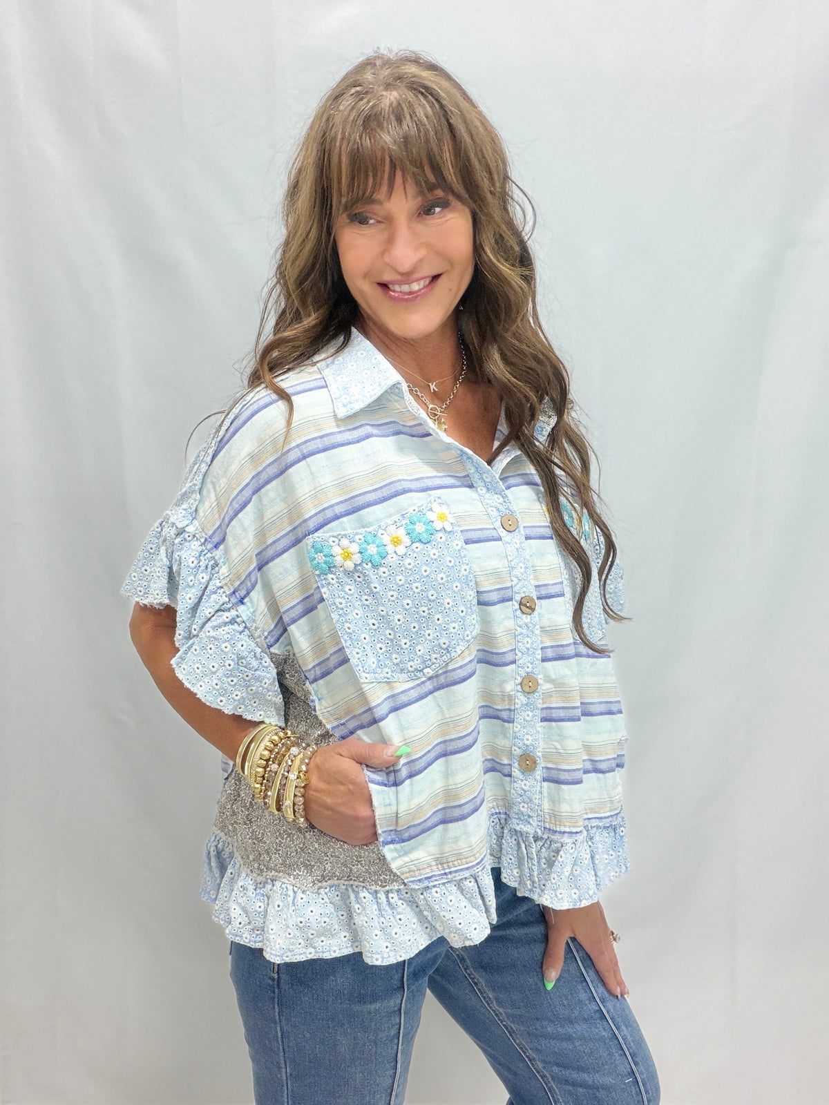 Heirloom Lace Washed Crochet Shirt