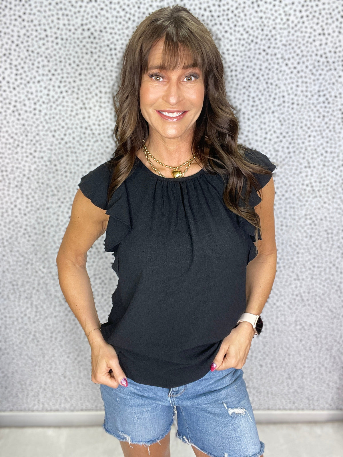 Leave It To Me Ruffle Sleeve Crinkle Top In 3 Colors *Final Sale*