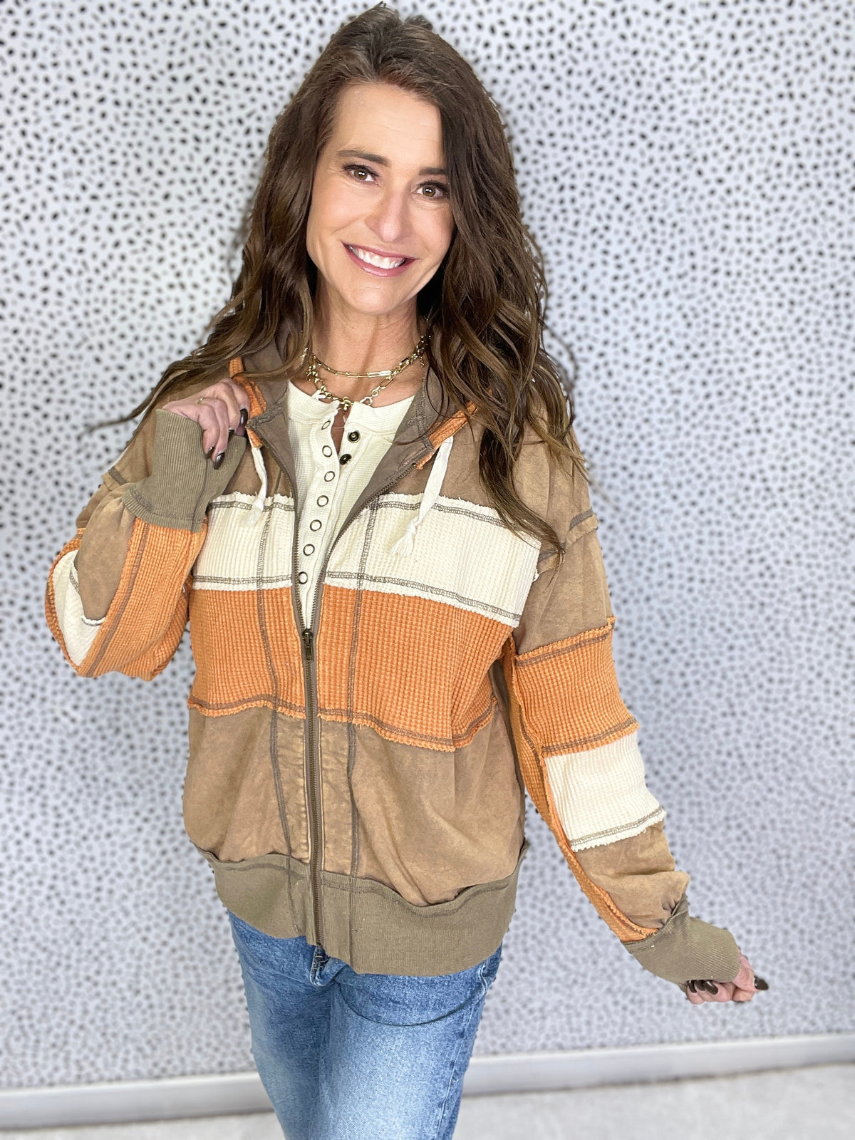 Oli & Hali Two Steps Back Color Block Thermal Jacket