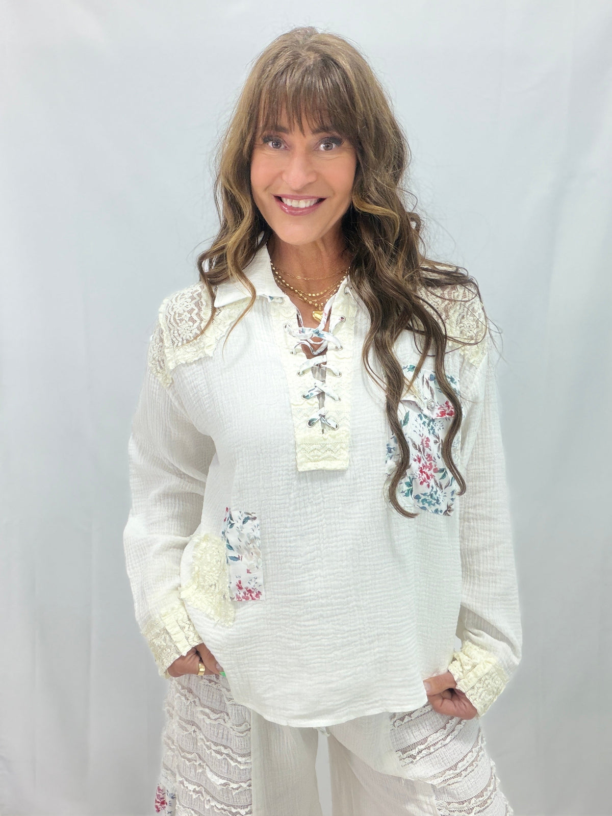 Pol Lace Meadow Patchwork Top