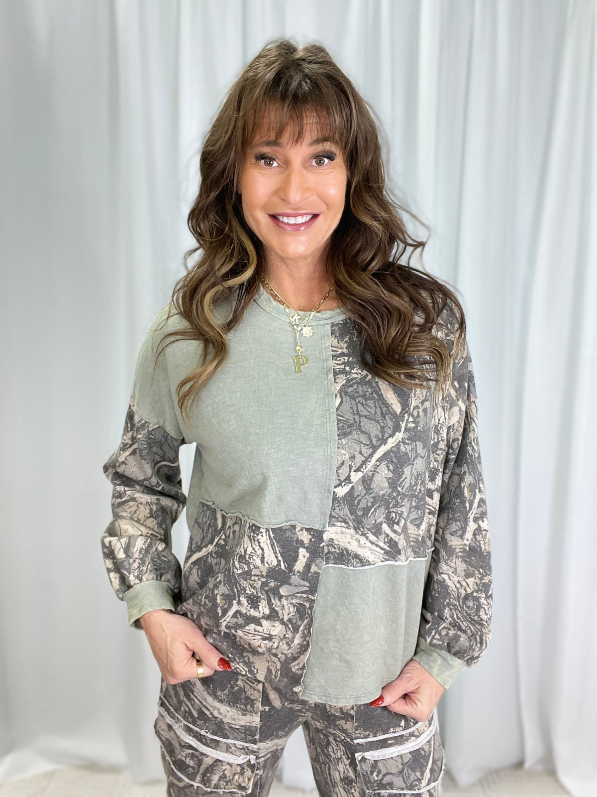 Look Around Block Tree Camo Sweatshirt In 2 Colors *Final Sale*