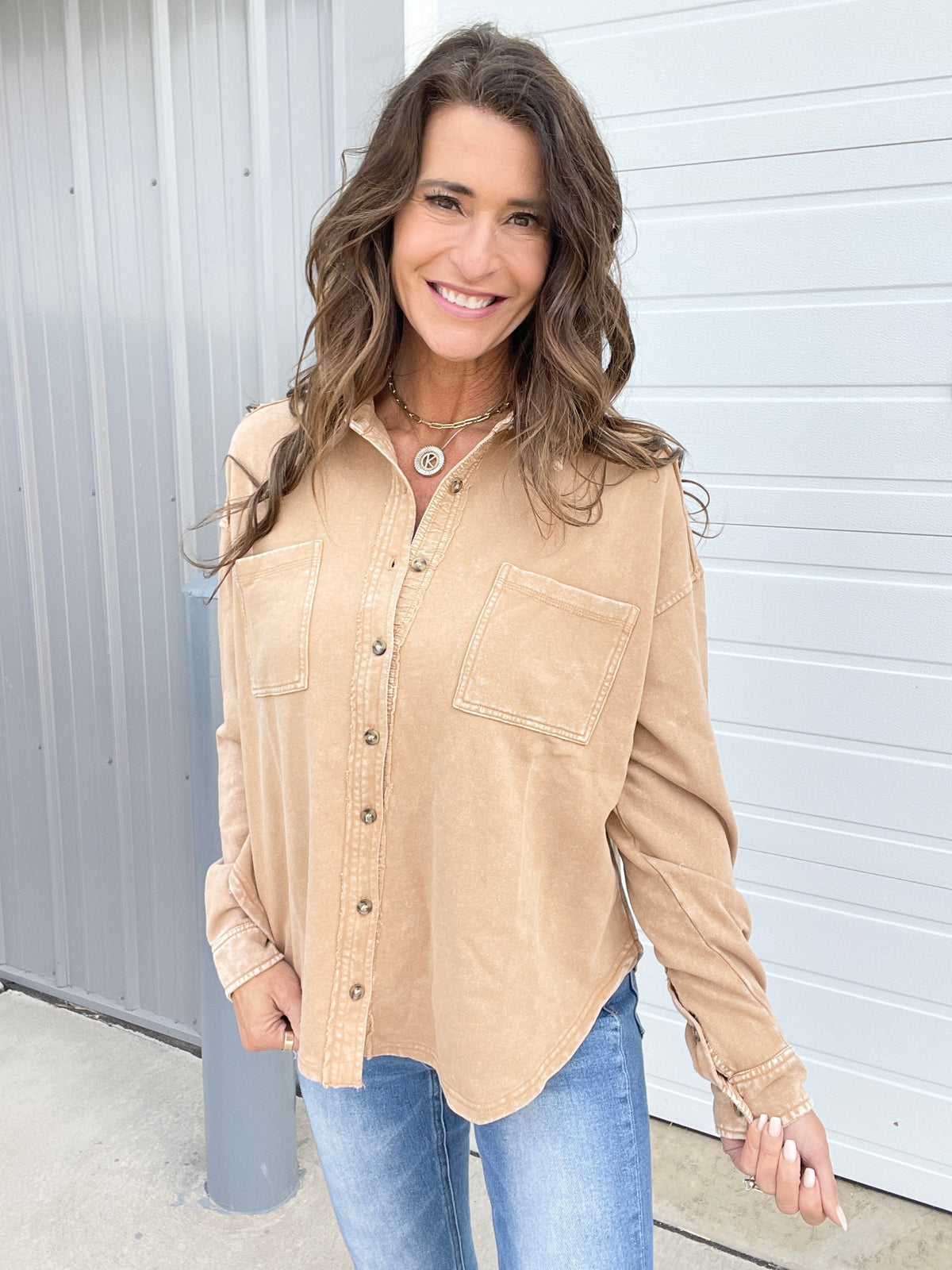 Wild & Free Mineral Washed Top In 3 Colors: Mocha, Olive, Camel *Final Sale*