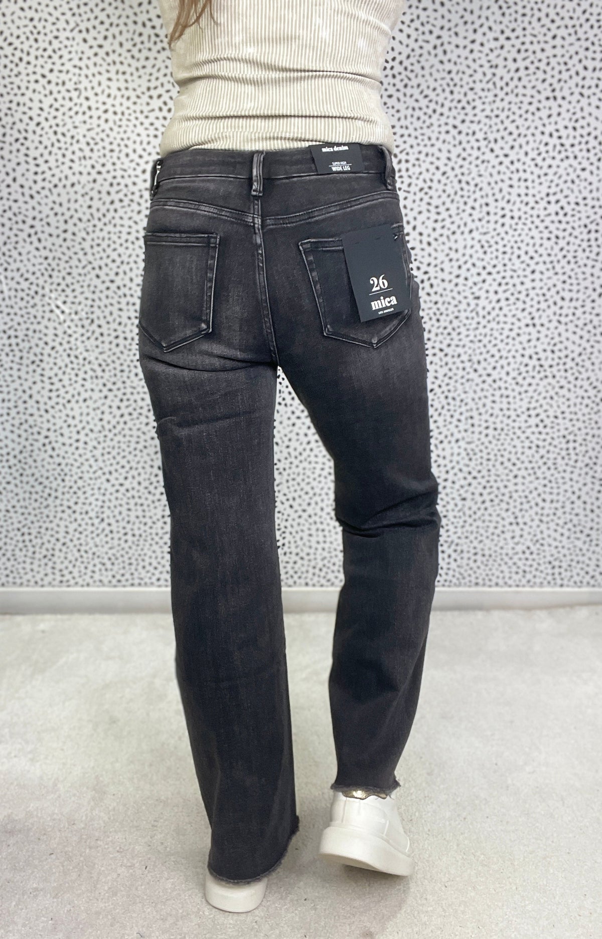 Mica Jerica Super High Rise Wide Leg Stretch Jeans 007 In Washed Black