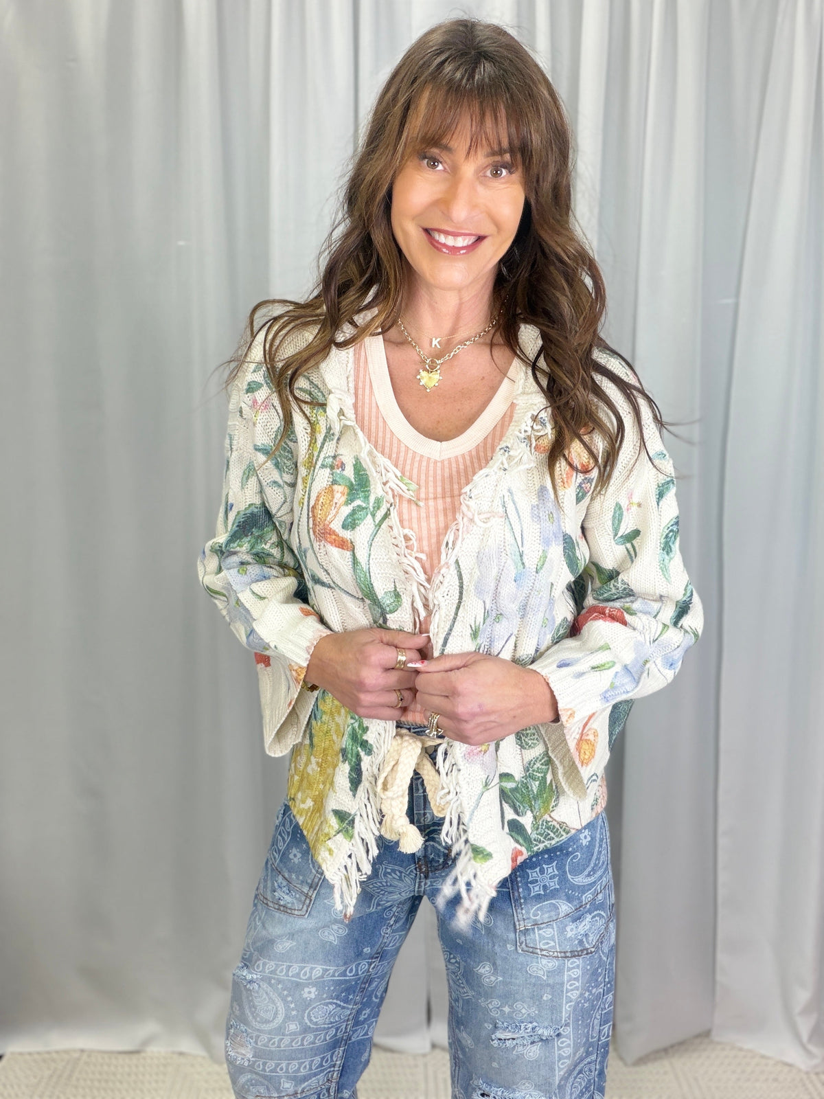 Pol Wildflower Fringe Cardigan *Final Sale*