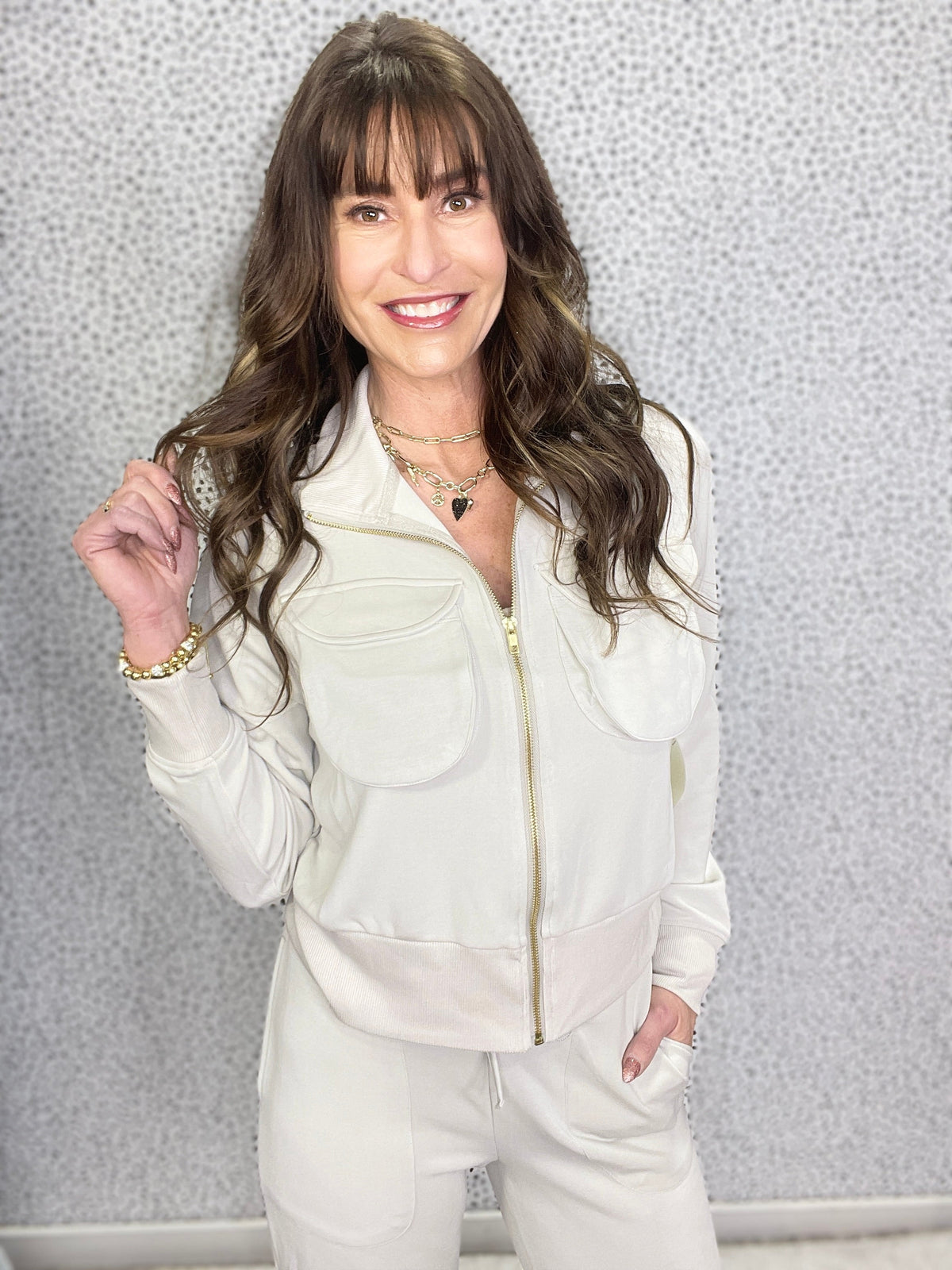 Call For You Zip Cargo Pocket Jacket In Grey *Final Sale*
