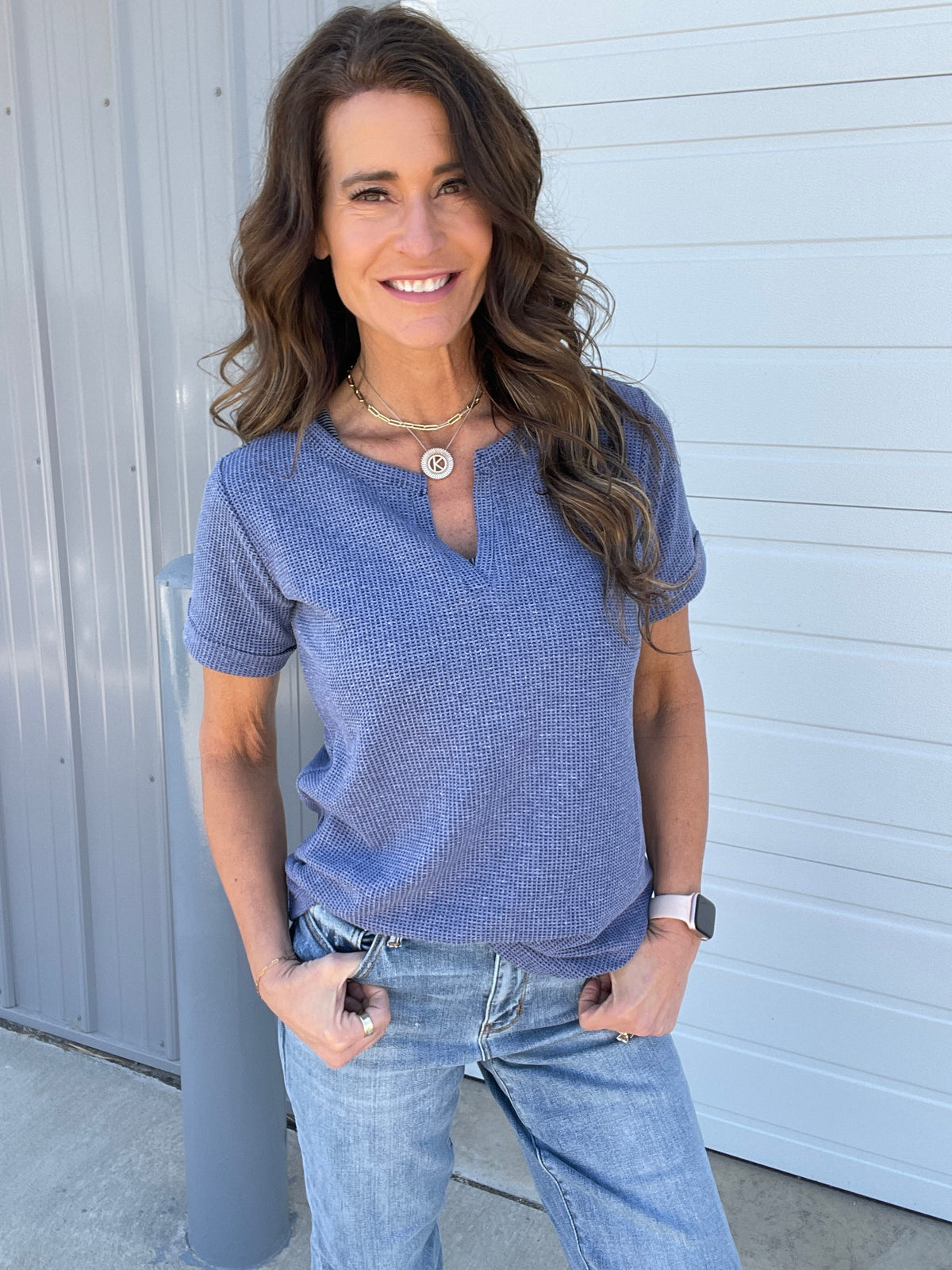 Feel Your Best Waffle Knit Top In Blue, Ivory, Black *Final Sale*