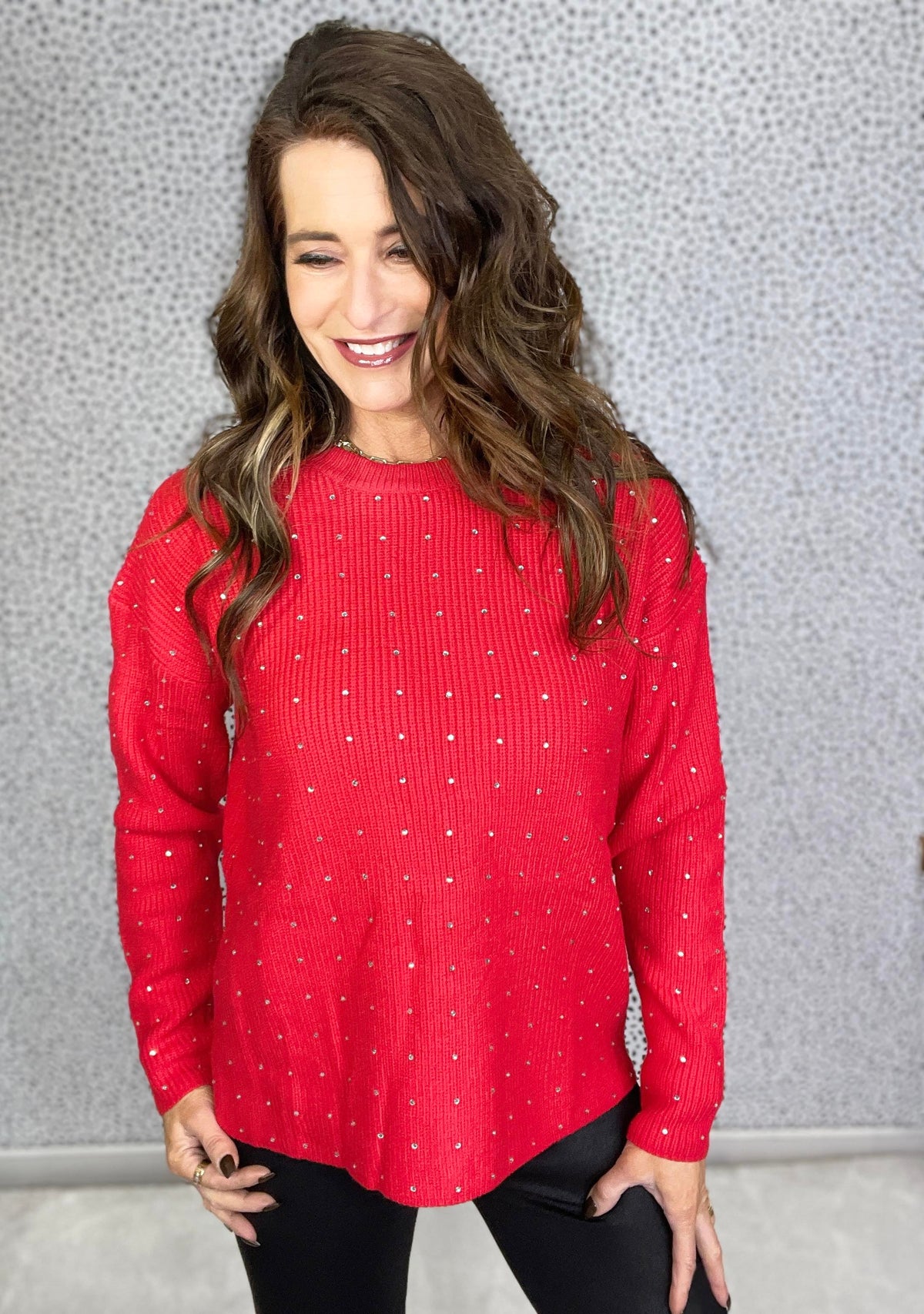 Time To Shine Rhinestone Detail Sweater