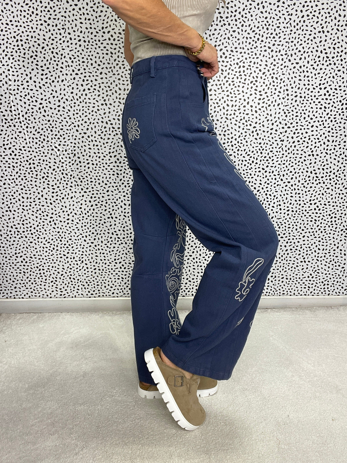 Floral Goddess Twill Straight Jeans In 3 Colors *Final Sale*