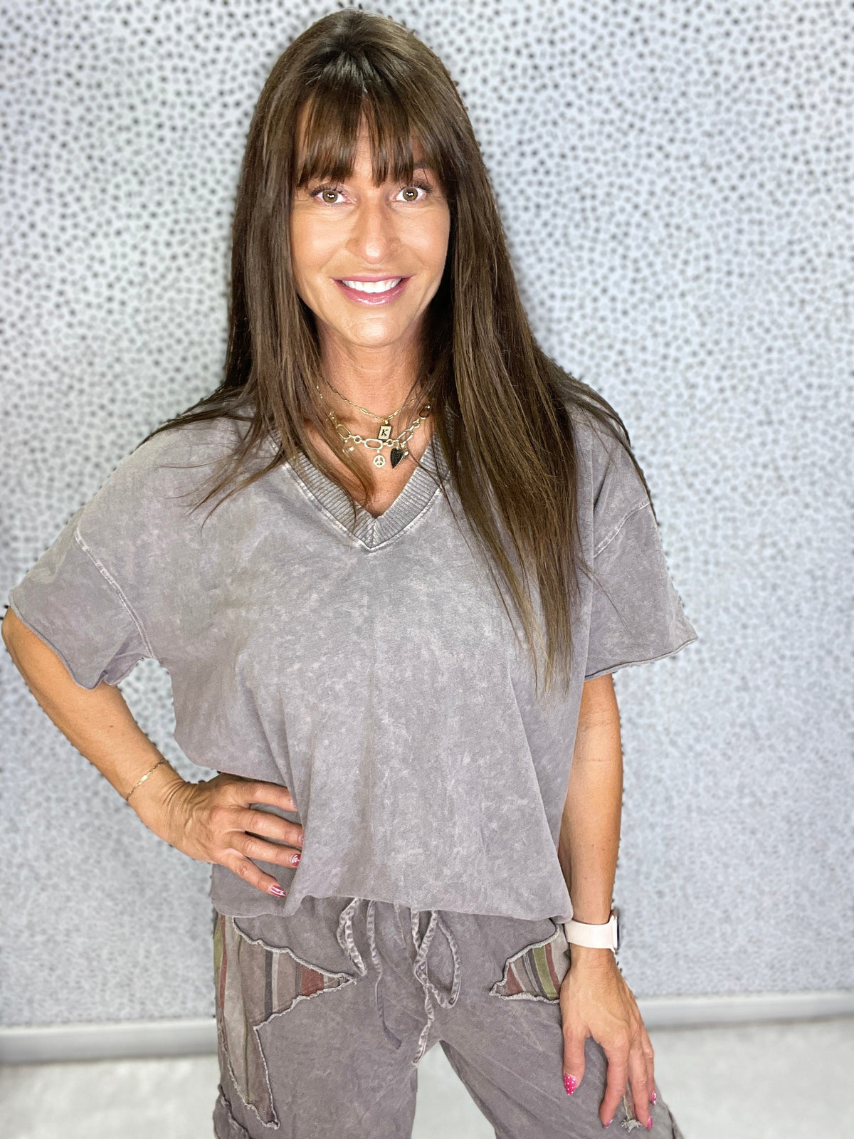 Mineral Wash V Neck Basic Top In 14 Colors