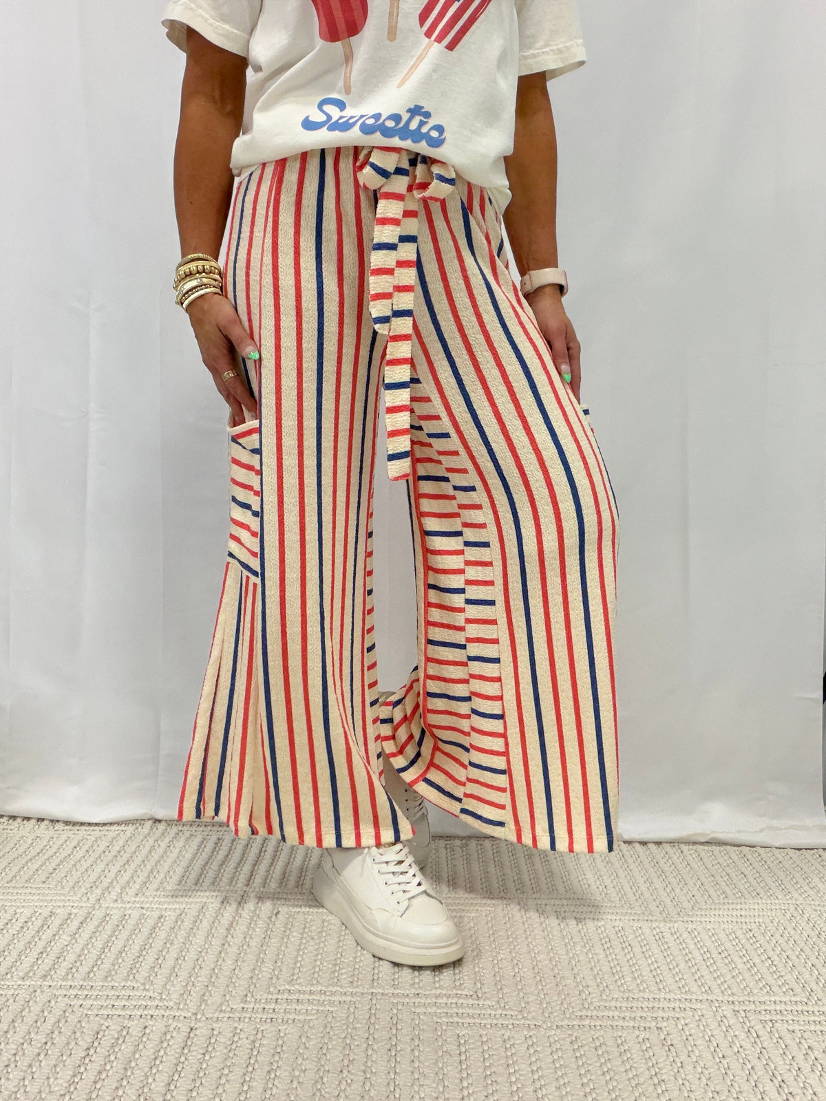 Back Together Striped Pants In Red/Blue