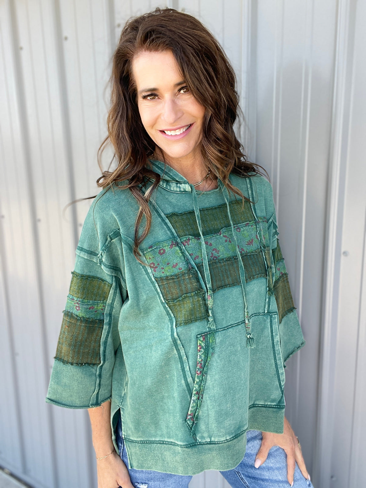 See The Truth Print Mix Hoodie In 5 Colors: Mocha, Green, Orange, Taupe, Ecru *Final Sale*