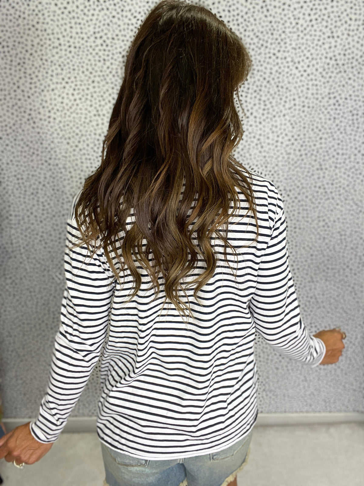 Coastal Black Striped Henley Long Sleeve Tee *Final Sale*