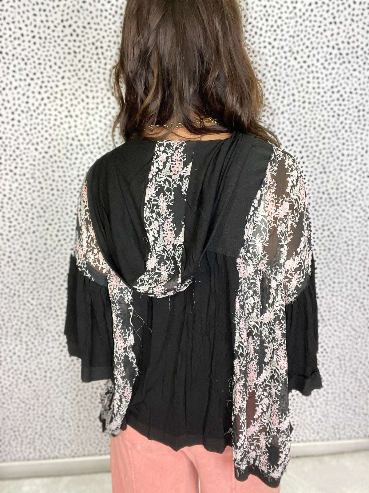 Pol Flora Breeze Mixed Hoodie Top in 2 Colors