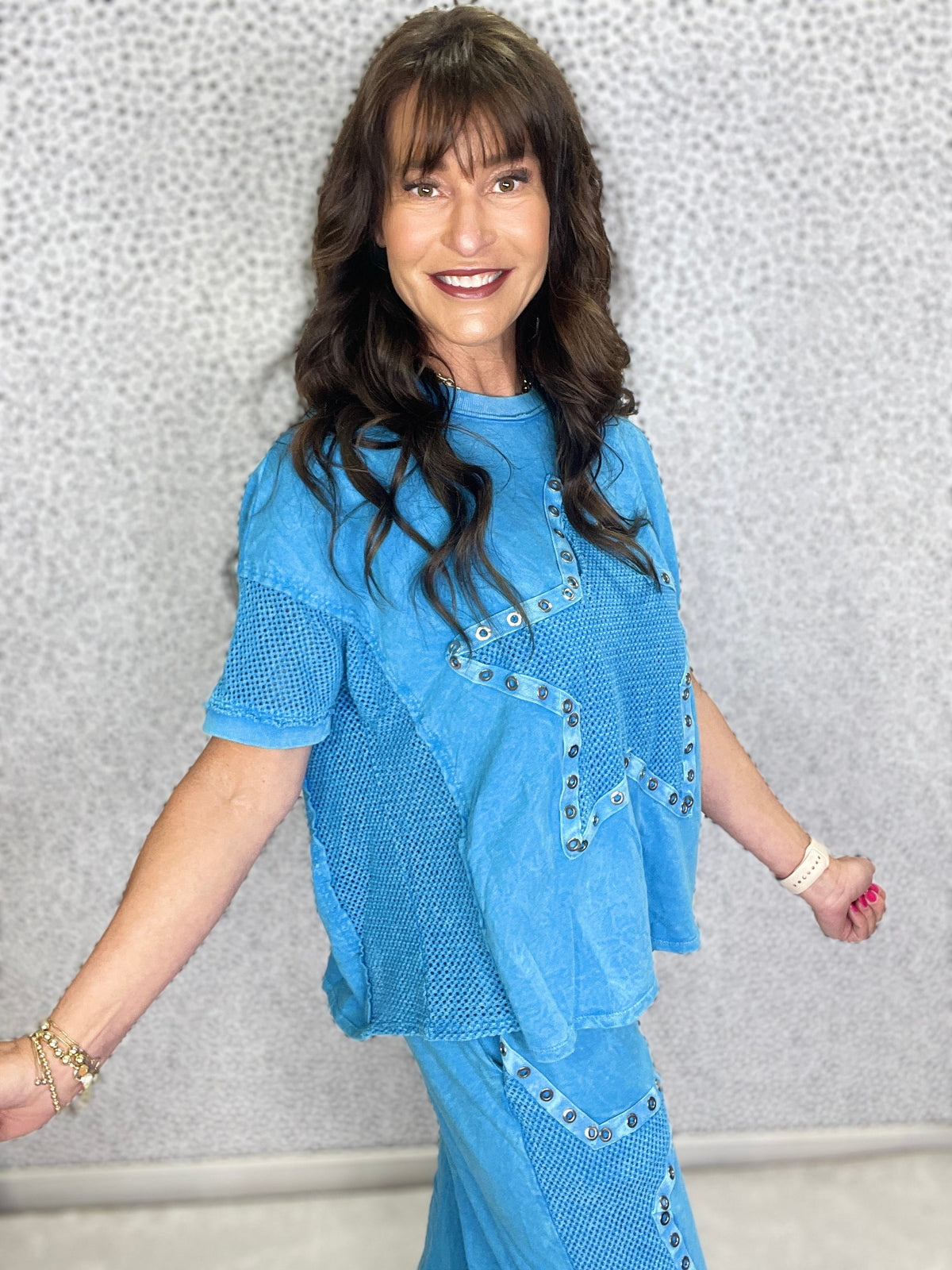 Star of The Show Short Sleeve Mesh Detail Top *Final Sale*