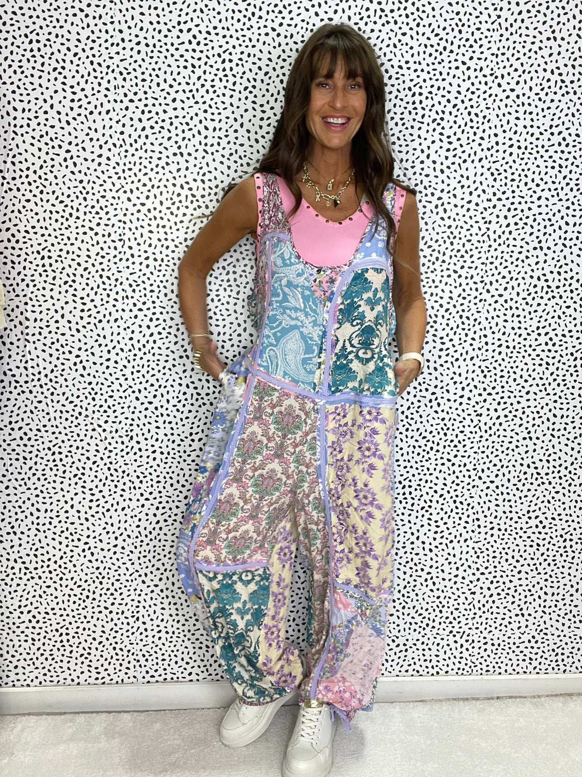 Multi Contrast Wide Leg Jumpsuit