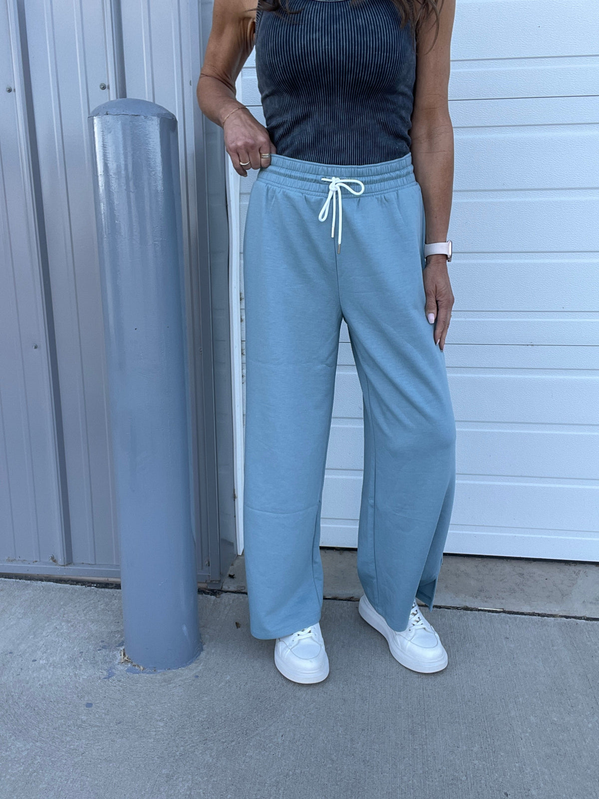 On Top Of It Scuba Drawstring Pants In 4 Colors: Black, Indigo, Beige, Blue Grey *Final Sale*
