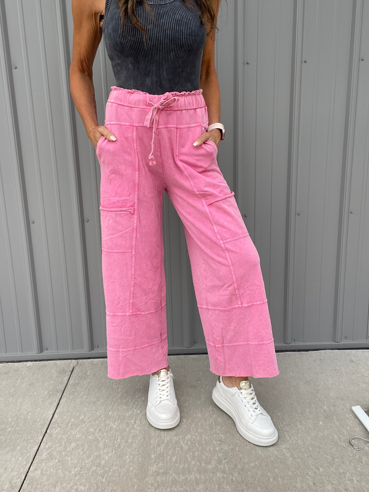 Get Going Mineral Washed Knit Crop Pants In 11 Colors *Final Sale*