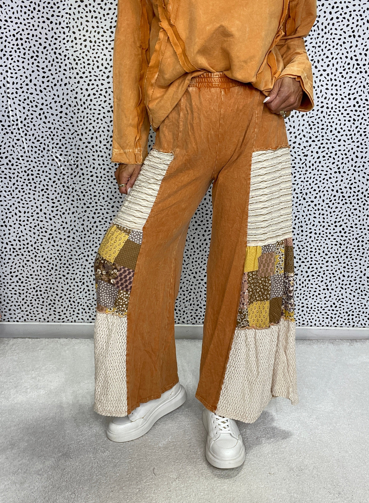 Risky Business Patchwork Boho Tiered Pants In 2 Colors