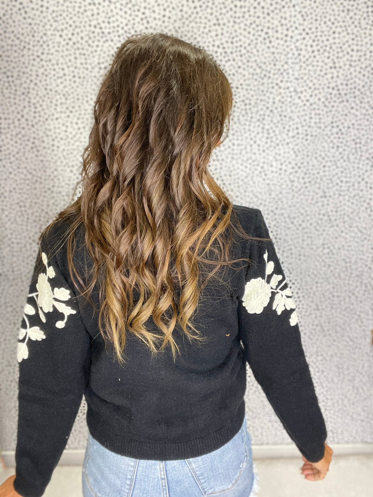 Midnight Bloom Embroidered Sweater