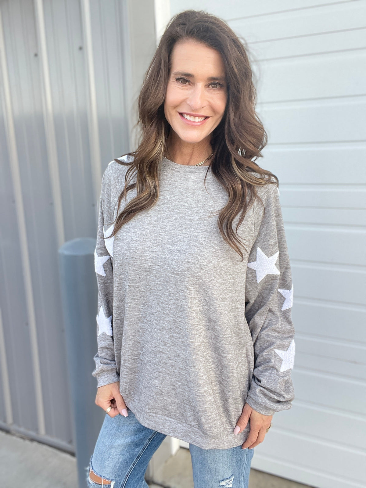Shooting Star Knit Sweater In 3 Colors: Grey, Rose, Charcoal *Final Sale*