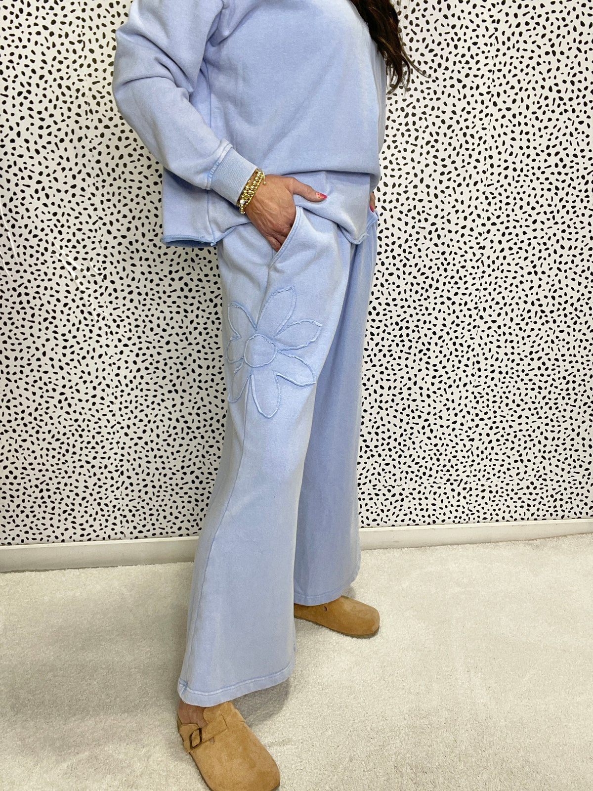 Flower Fields  Mineral Washed Terry Knit Pants In 2 Colors *Final Sale*