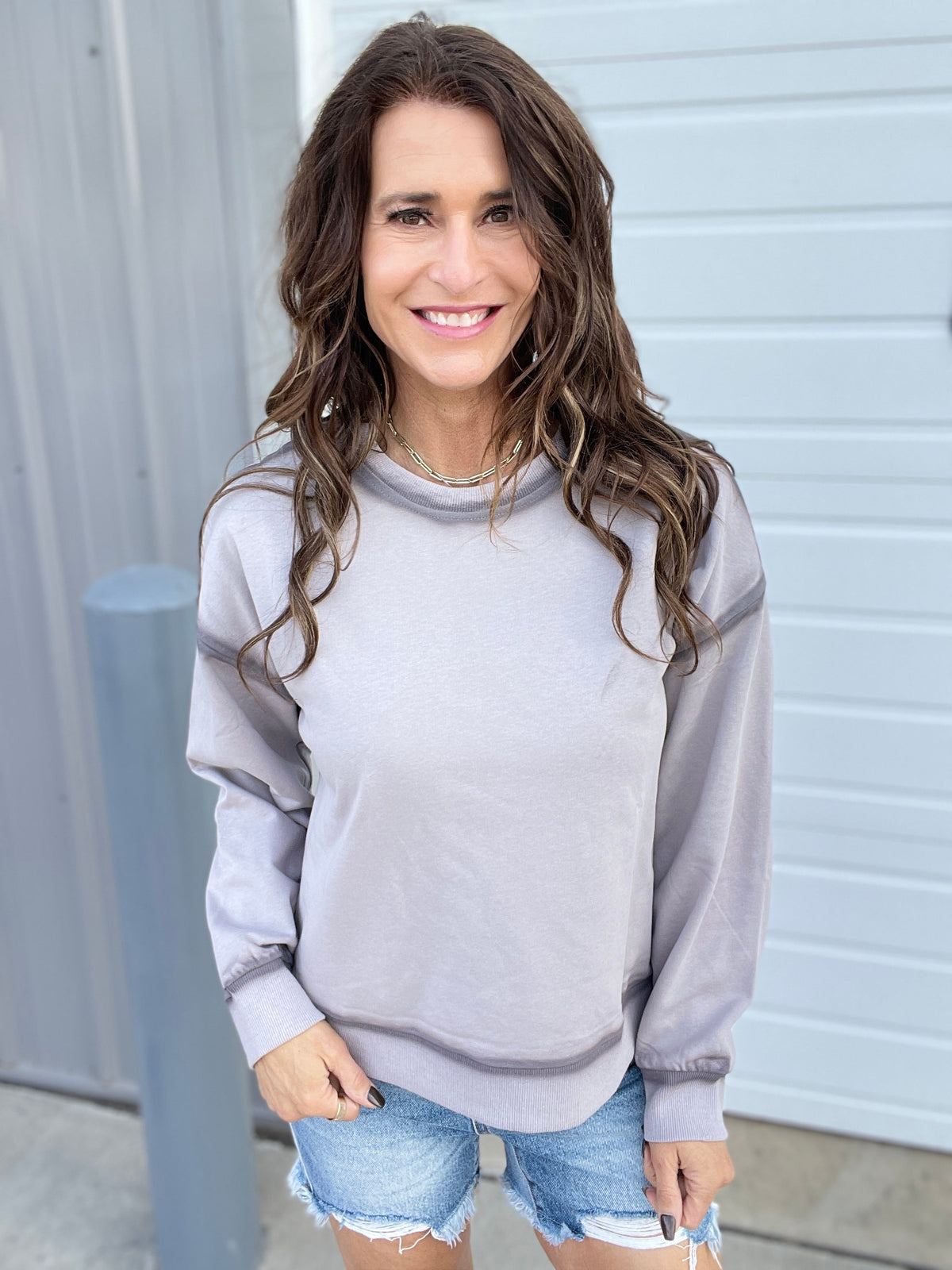 Let's Dream Faded Oil Washed Pullover In 4 Colors: Rose, Grey, Denim Blue, Taupe