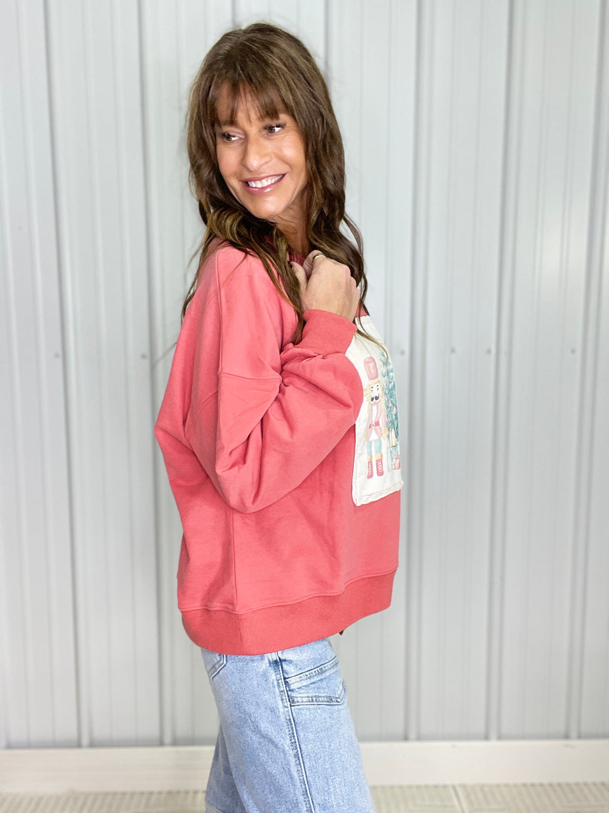 Jingle And Mingle Scallop Lace Detail Sweatshirt