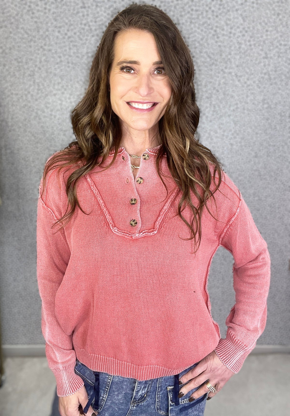 Sands Of Time Washed Out Knit Sweater Pullover In 2 Colors