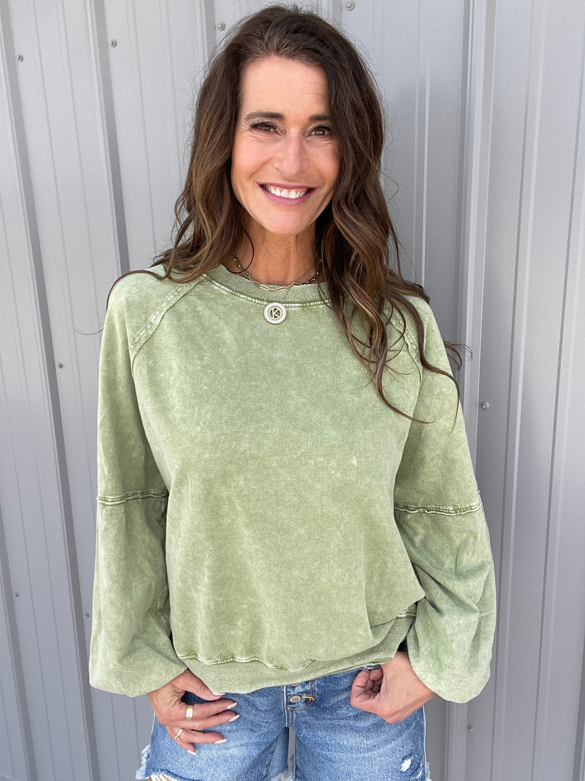 Where To Be Mineral Washed Top In 4 Colors: Camel, Denim, Sage, Orchid *Final Sale*