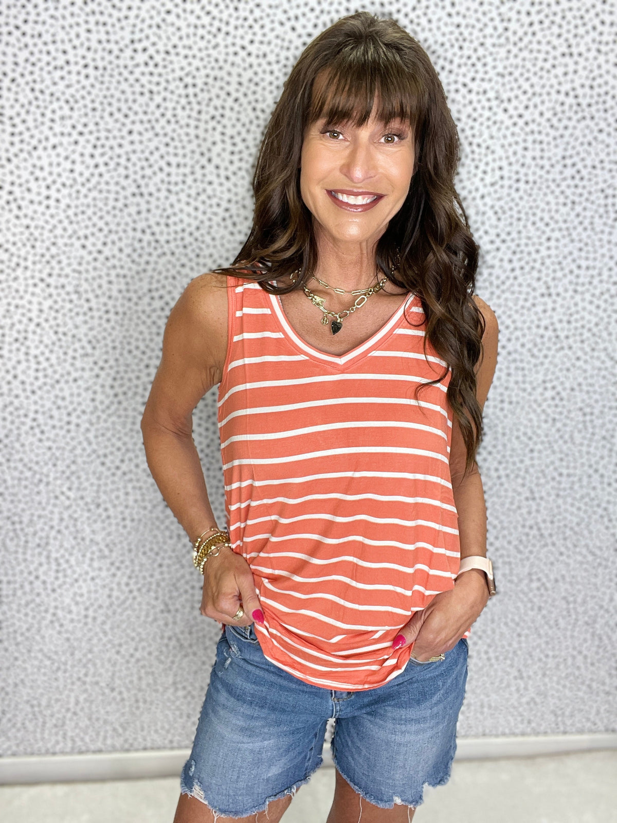 Signature Style Striped Sleeveless V-Neck Top In 7 Colors *Final Sale*