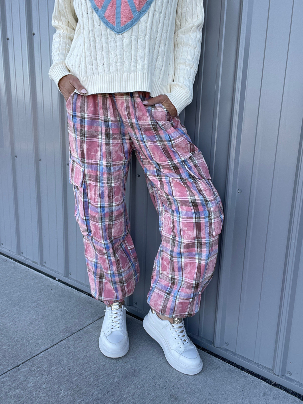 POL Stay True Plaid Print Cotton Jogger Pants In 2 Colors