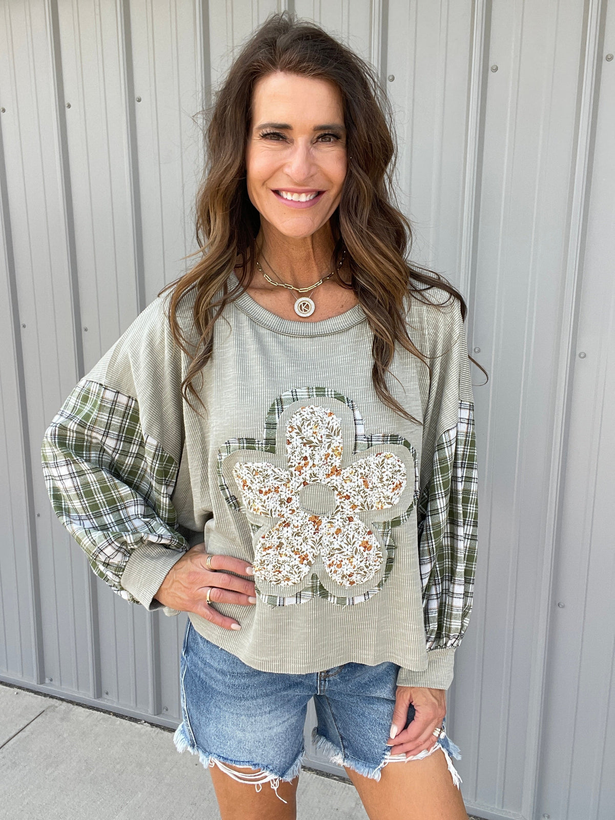 POL Rustic Bloom Knit Top In 4 Colors: Sage, Mocha, Rose *Final Sale*