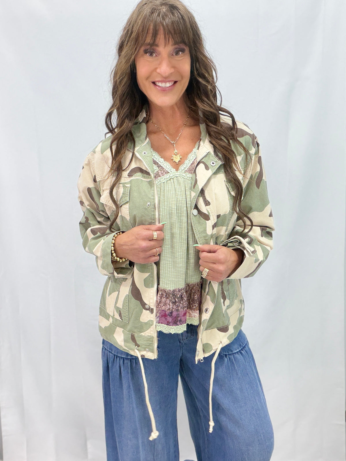 POL Sunday Hangout Lightweight Jacket In Camo