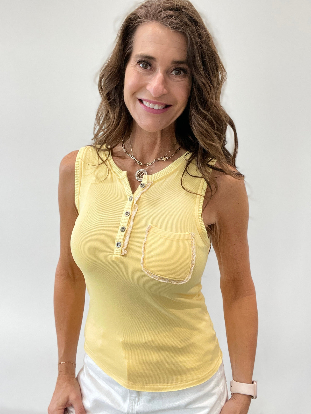 Pol All About The Pocket Tank Top In 4 Colors: Black, Yellow, Coral , Teal