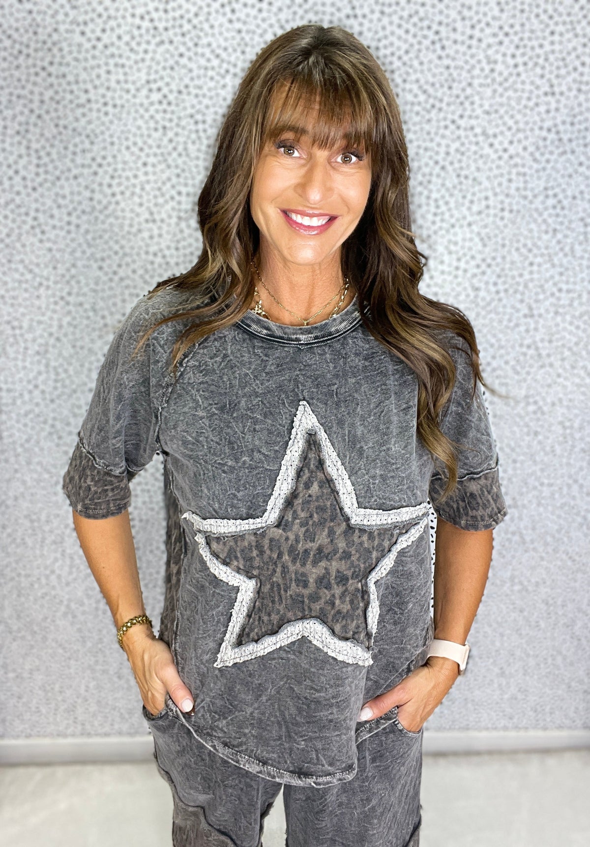 Wild Star Leopard Patch Tee In 5 Colors