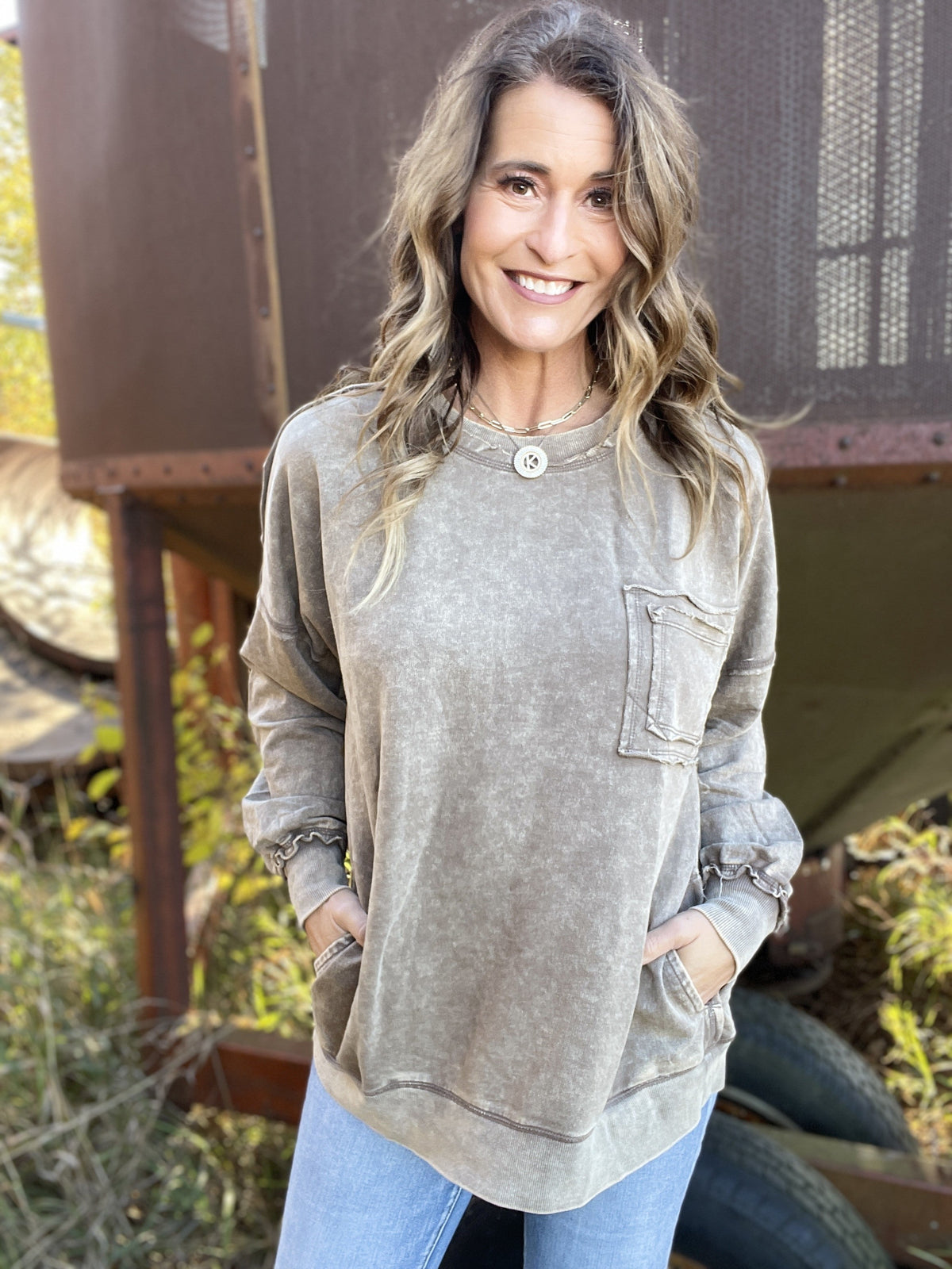 Frosted Details Casual Pullover Crewneck Top In 6 Colors *Final Sale*
