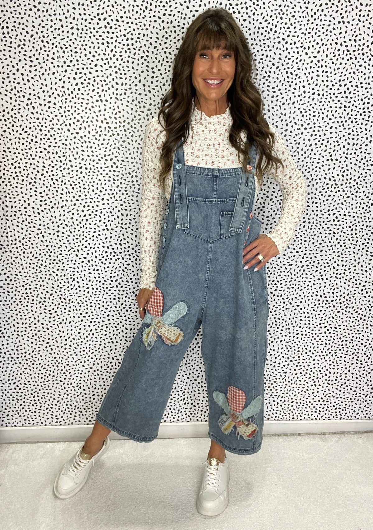 Bloomfield Patchwork Denim Overalls In 2 Colors