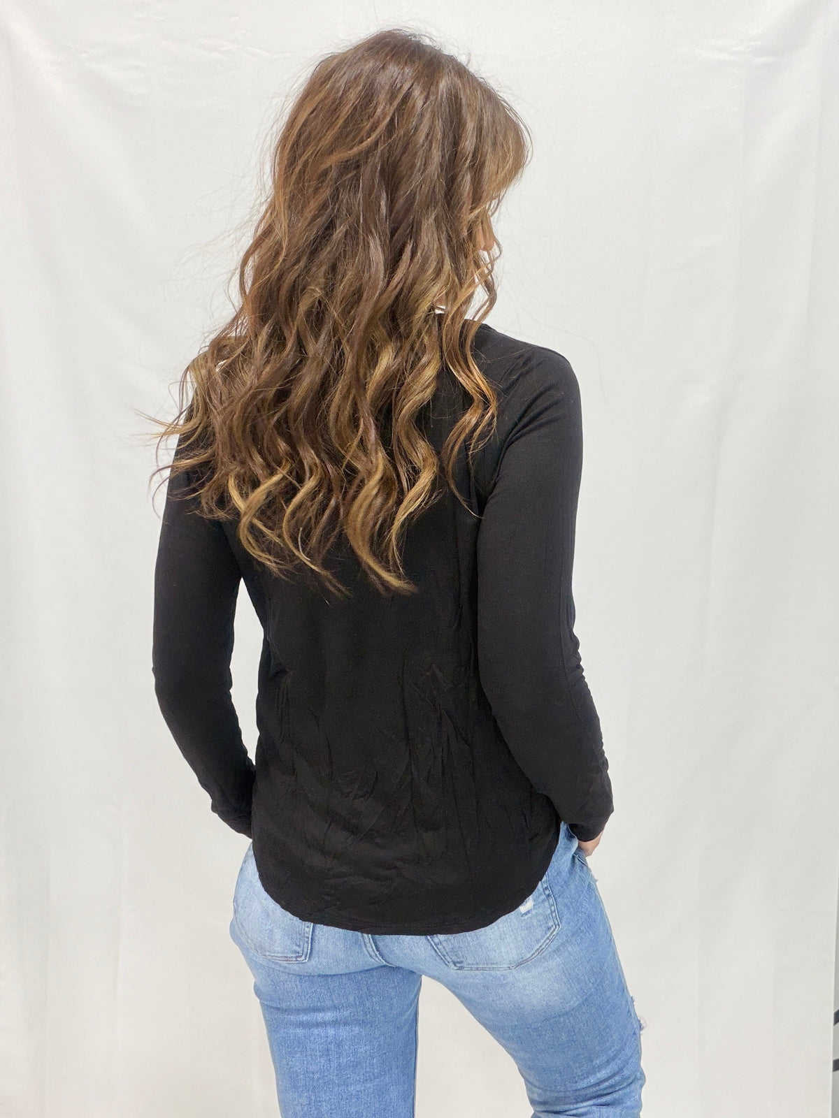 Cross Over Delight Bloused Hem Top in Black *Final Sale*