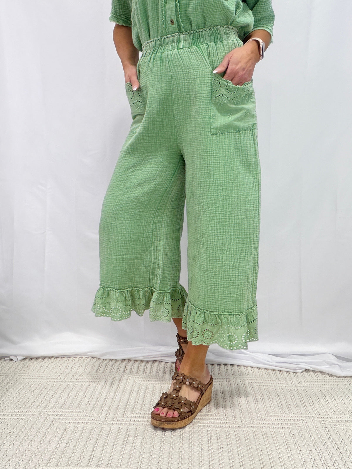 Calming Myself Down Cropped Pants In 3 Colors